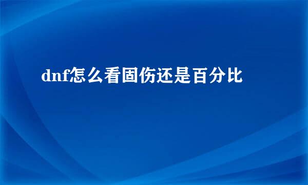 dnf怎么看固伤还是百分比