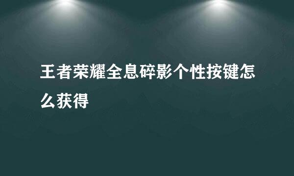 王者荣耀全息碎影个性按键怎么获得