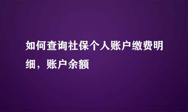 如何查询社保个人账户缴费明细，账户余额