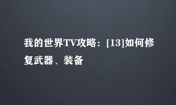 我的世界TV攻略：[13]如何修复武器、装备