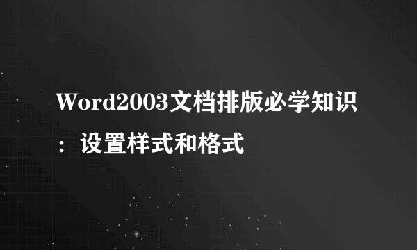 Word2003文档排版必学知识：设置样式和格式