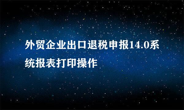 外贸企业出口退税申报14.0系统报表打印操作