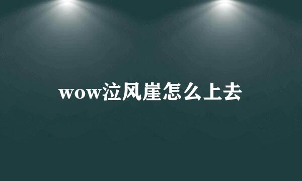 wow泣风崖怎么上去