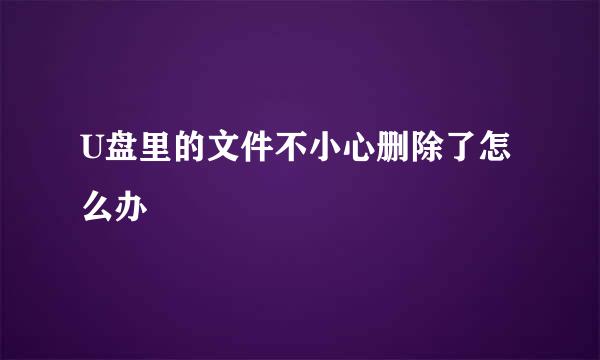 U盘里的文件不小心删除了怎么办