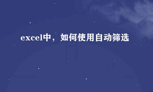 excel中，如何使用自动筛选