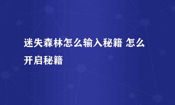 迷失森林怎么输入秘籍 怎么开启秘籍