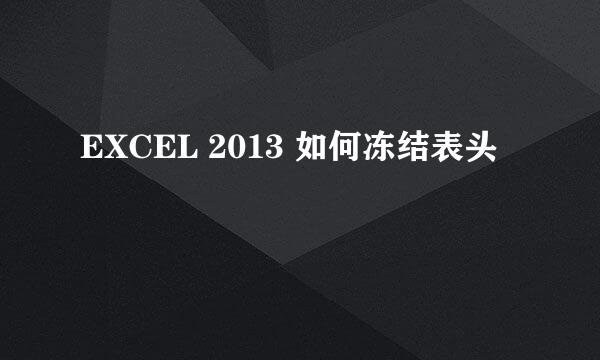 EXCEL 2013 如何冻结表头