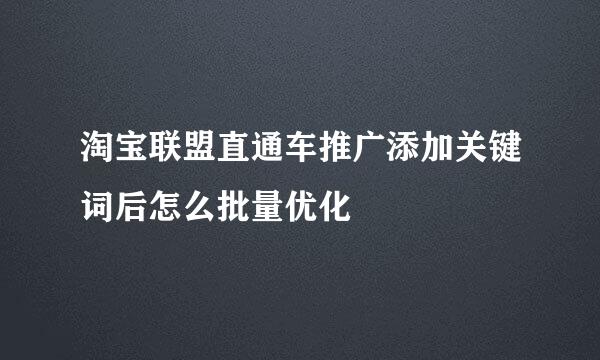 淘宝联盟直通车推广添加关键词后怎么批量优化