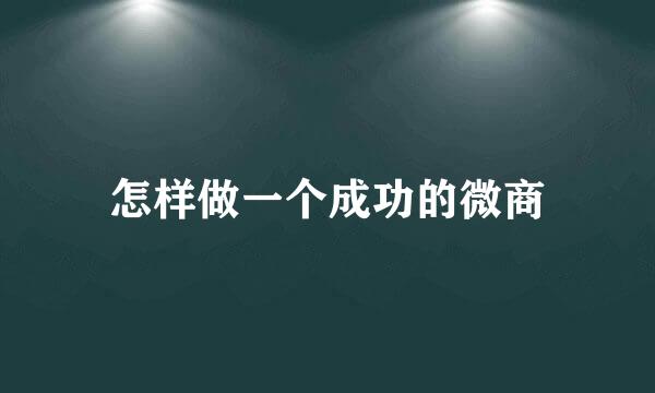 怎样做一个成功的微商