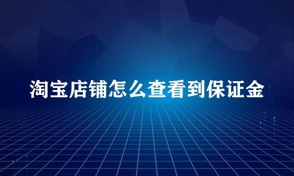 淘宝店铺怎么查看到保证金