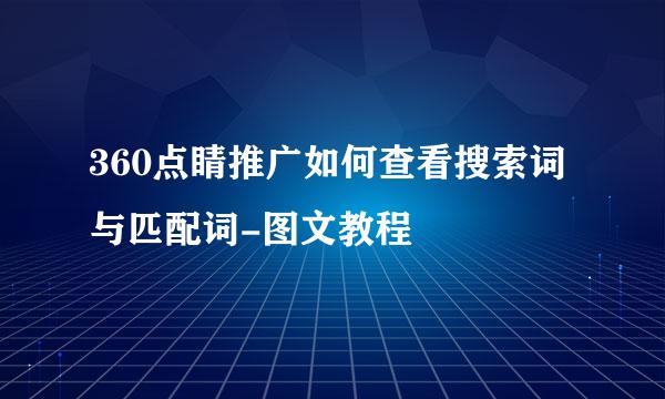 360点睛推广如何查看搜索词与匹配词-图文教程