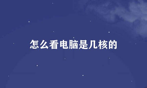 怎么看电脑是几核的
