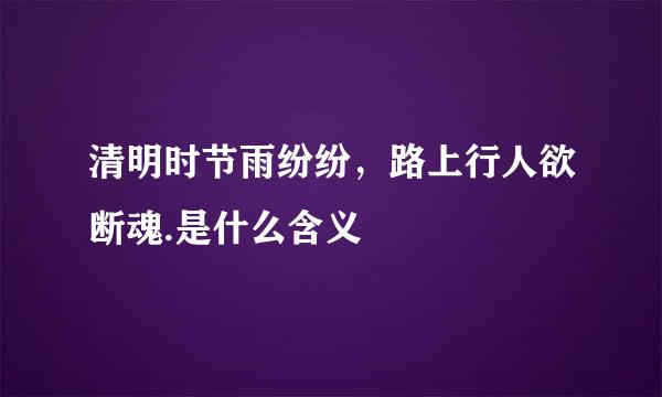 清明时节雨纷纷，路上行人欲断魂.是什么含义