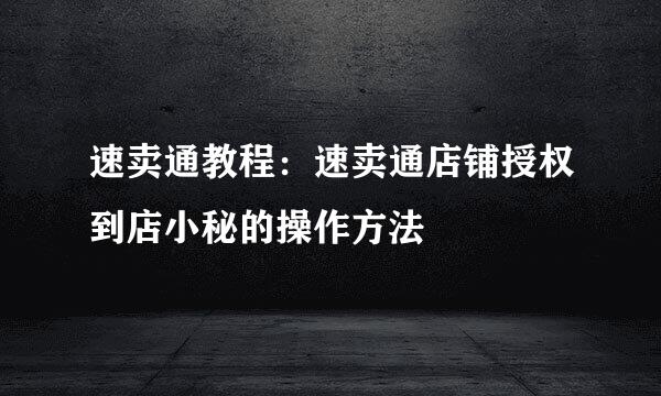 速卖通教程：速卖通店铺授权到店小秘的操作方法
