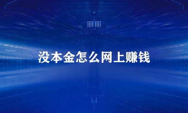 没本金怎么网上赚钱