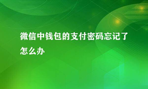 微信中钱包的支付密码忘记了怎么办
