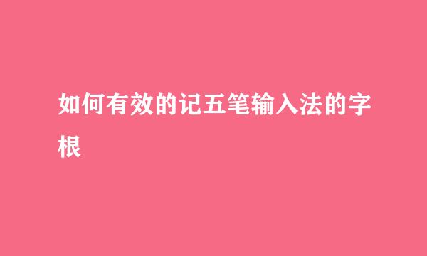 如何有效的记五笔输入法的字根