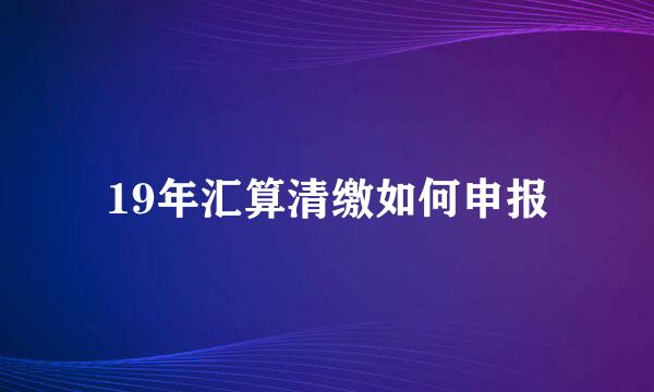 19年汇算清缴如何申报