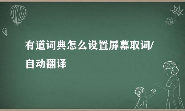 有道词典怎么设置屏幕取词/自动翻译