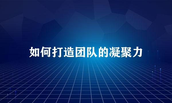 如何打造团队的凝聚力
