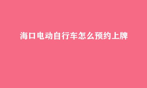 海口电动自行车怎么预约上牌