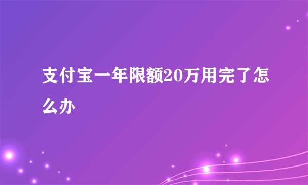 支付宝一年限额20万用完了怎么办