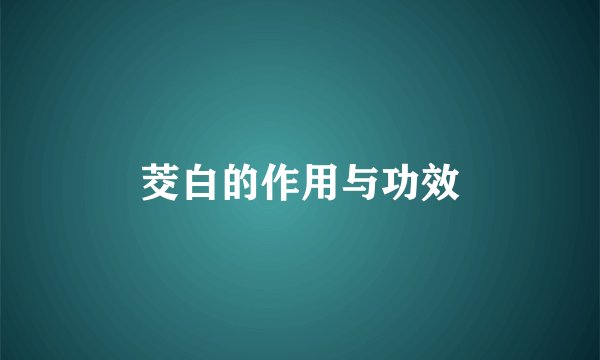 茭白的作用与功效