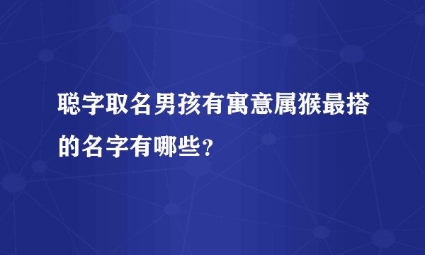 聪字取名男孩有寓意属猴最搭的名字有哪些？