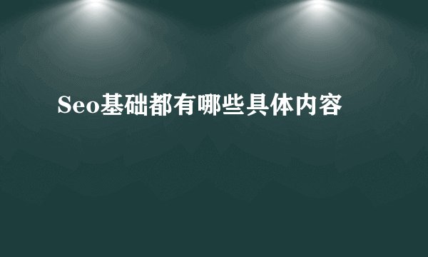 Seo基础都有哪些具体内容