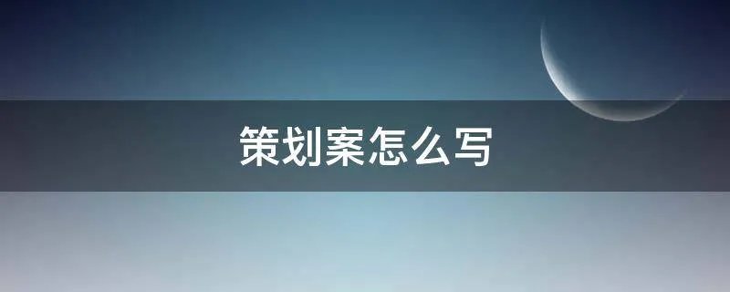 策划案怎么写
