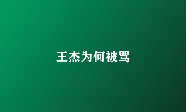 王杰为何被骂
