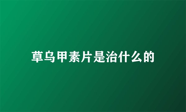 草乌甲素片是治什么的
