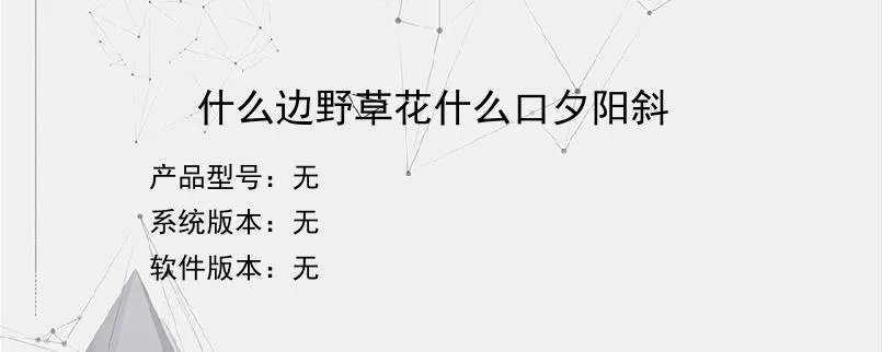 什么边野草花什么口夕阳斜