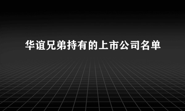 华谊兄弟持有的上市公司名单