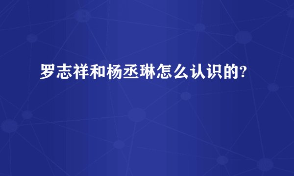 罗志祥和杨丞琳怎么认识的?