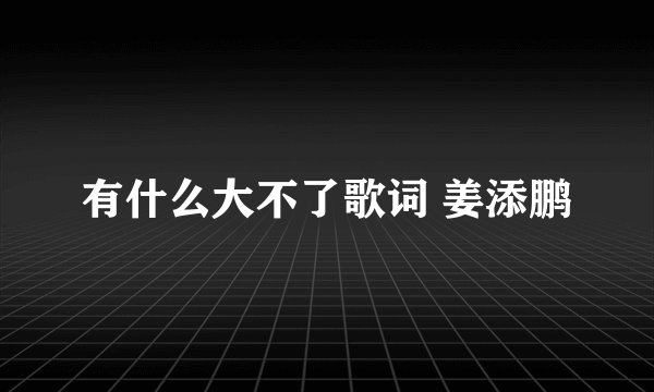 有什么大不了歌词 姜添鹏