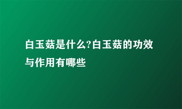 白玉菇是什么?白玉菇的功效与作用有哪些