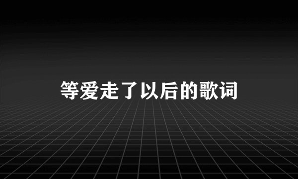 等爱走了以后的歌词