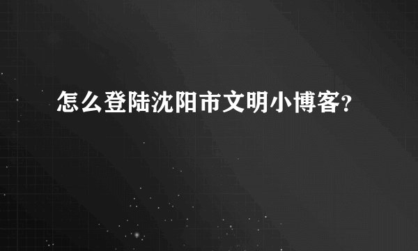 怎么登陆沈阳市文明小博客？