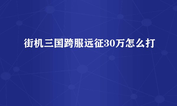 街机三国跨服远征30万怎么打
