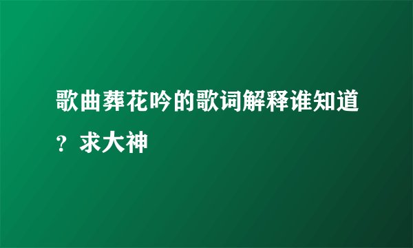 歌曲葬花吟的歌词解释谁知道？求大神