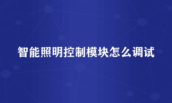 智能照明控制模块怎么调试