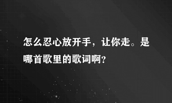 怎么忍心放开手，让你走。是哪首歌里的歌词啊？