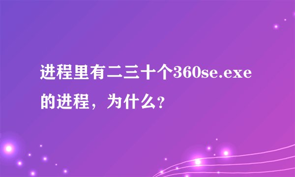 进程里有二三十个360se.exe的进程,为什么?