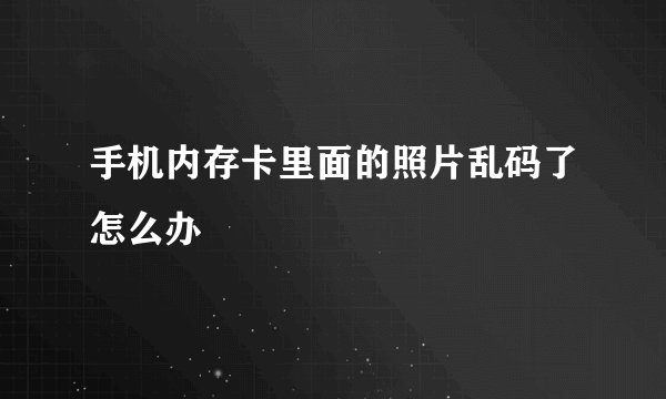 手机内存卡里面的照片乱码了怎么办