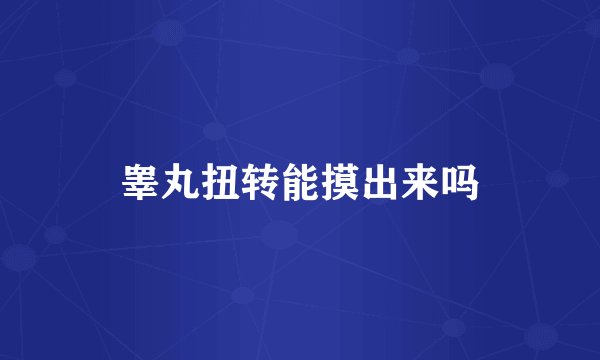 睾丸扭转能摸出来吗