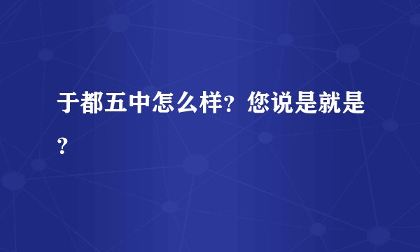 于都五中怎么样？您说是就是？
