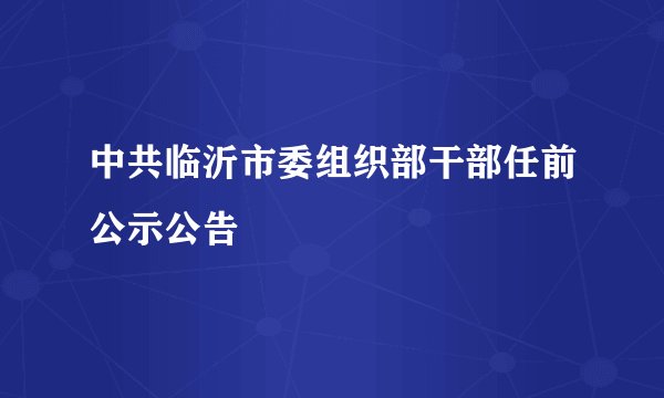 中共临沂市委组织部干部任前公示公告