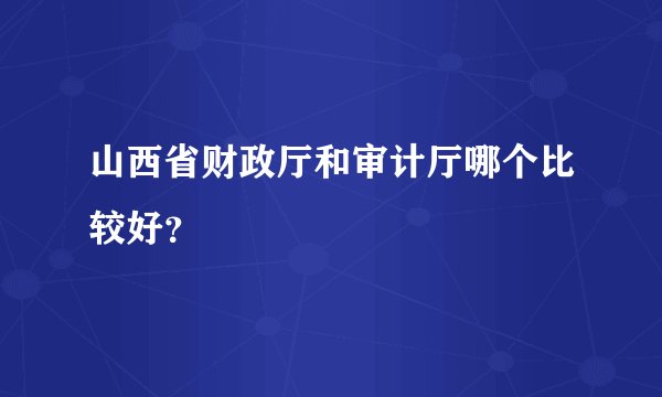 山西省财政厅和审计厅哪个比较好？