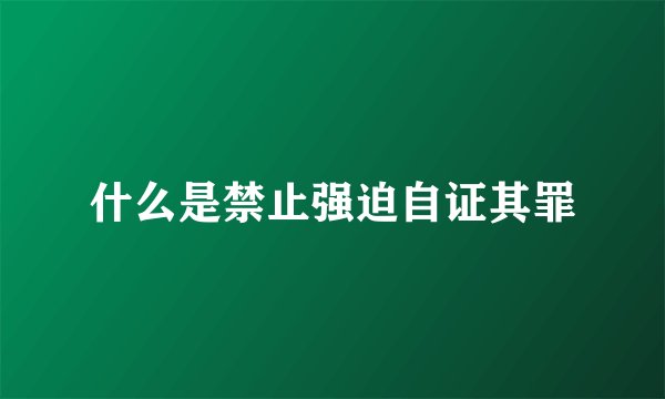 什么是禁止强迫自证其罪
